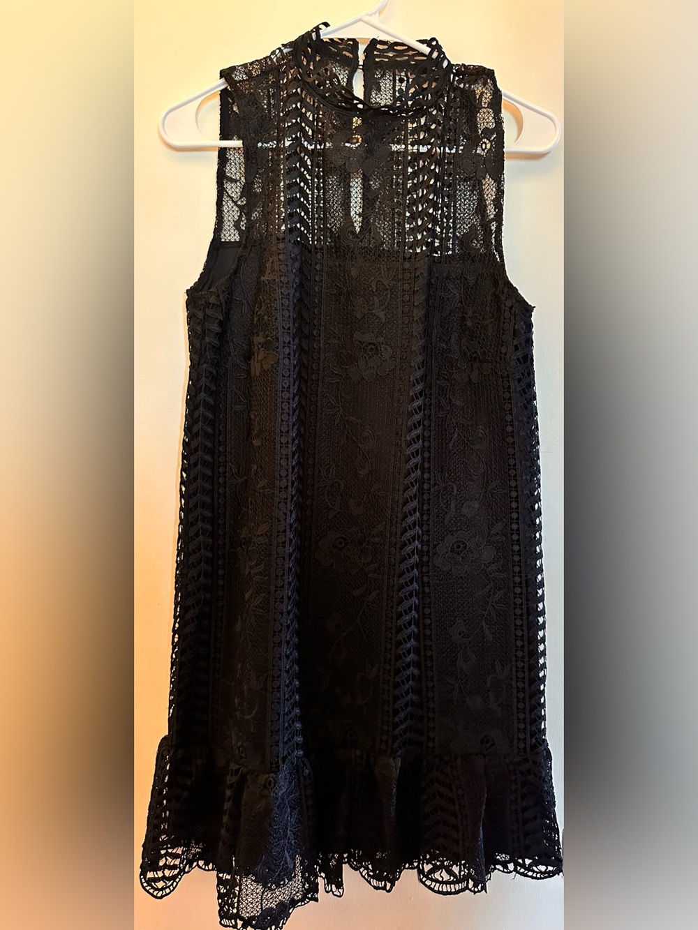 BB Dakota Black Sheri Lace Mini Shift Dress